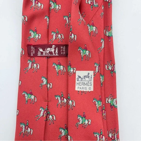 Vintage Hermes Equestrian Show Horse Pure 100% Silk Tie Made in France 7371PA - Picture 10 of 16